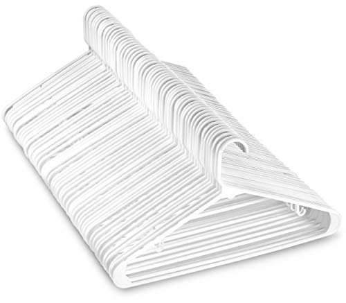 ZOBER White Standard Plastic Hangers (60 PACK) Long Lasting Tubular Coat Hangers Plastic, Laundry & Dorm Room Hanger, Durable, Slim