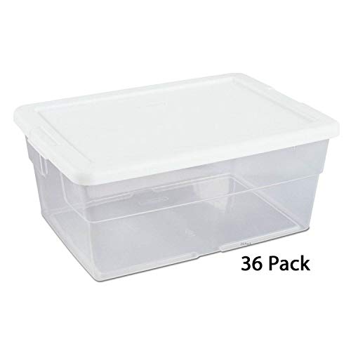 STERILITE 16 Quart Clear Plastic Stacking Storage Container Box with Latching Lid (36 Pack)