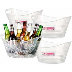 Zilpoo 4 Pack - Plastic Oval Storage Tub, 4.5 Liter Wine, Beer Bottle Drink Cooler, Parties Ice Bucket, Party Beverage