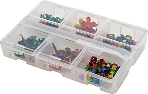 Iris USA Flip - Top 6 Compartment Storage Container - Extra Small - Clear