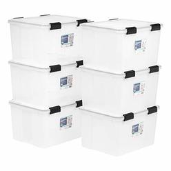 IRIS USA 46 Quart WEATHERPRO Plastic Storage Box with Durable Lid and Seal and Secure Latching Buckles, Weathertight, Clear with