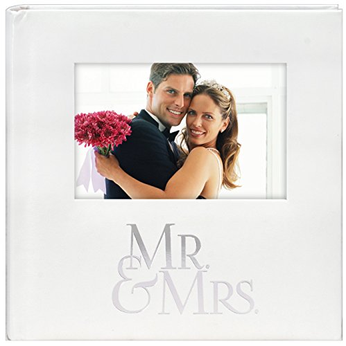 malden international designs mr. & mrs. album with memo & photo opening cover photo album, 160-4x6, white