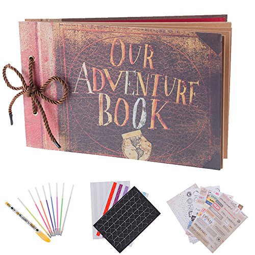 RECUTMS Our Adventure Book Pixar Up Handmade DIY Family Scrapbook Photo Album Expandable 11.6x7.5 Inches 80 Pages with Photo Album