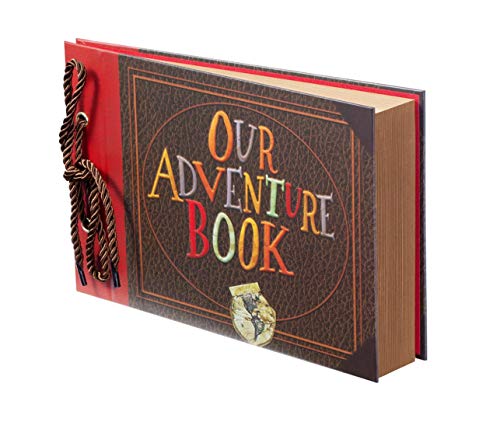 AMAOGE Scrapbook Photo Album,Our Adventure Book Scrapbook, Photo Book,Embossed Words Hard Cover Movie Up Travel Scrapbook for