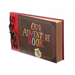 AMAOGE Scrapbook Photo Album,Our Adventure Book Scrapbook, Embossed Words Hard cover Movie Up Travel Scrapbook for Anniversary, Wedding