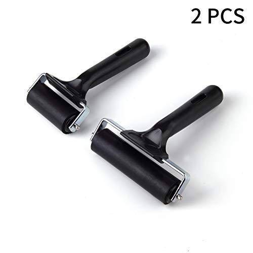 2Pcs Rubber Roller Brayer Rollers Hard Rubber 3.8 and 2.2 Inch for  Printmaking (Black) by HRLORKC