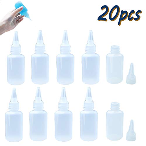 Heatoe 20 Pack 2oz Squeeze Bottles,Plastic Mini Empty Squirt Bottle with  Attachable Cap Lids,Nice for