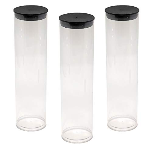Prestige Import Group - 1.75" x 8" Transparent Clear Plastic (PETG) Storage Tubes with Black Lid - 5 Pack