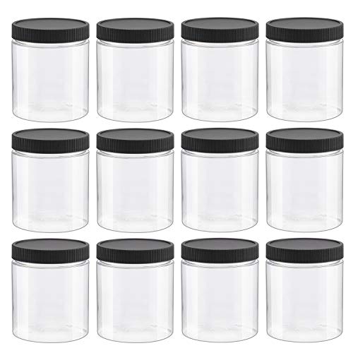 Empty Slime Containers with Lids, Clear Plastic Jars and Labels