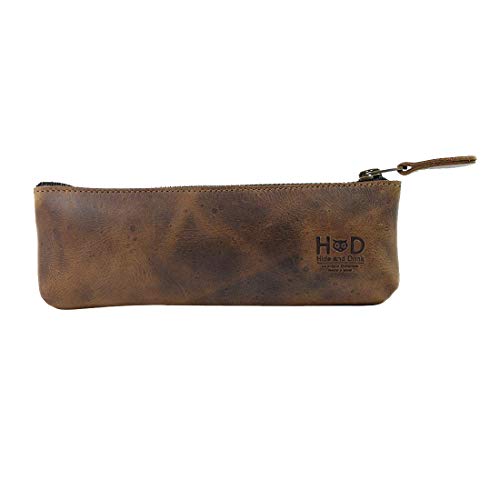 Hide & Drink, Durable Leather Pencil Pouch, Handy Pen Case, Classic Work Accessories, Carry On Pouch, Student & Professionals