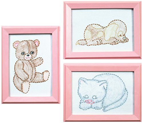 Jack Dempsey Stamped Embroidery Kit Beginner Samplers 6"X8" 3/Pkg-Huggable Animals
