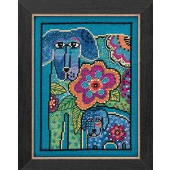 Laurel Burch Petunia & Rose Beaded Counted Cross Stitch Kit (Aida) Mill Hill 2016 Laurel Burch Dogs Collection LB301626
