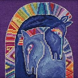 Laurel Burch Embracing Horses Beaded Counted Cross Stitch Kit (Linen) Mill Hill 2017 Laurel Burch Horses Collection LB301713