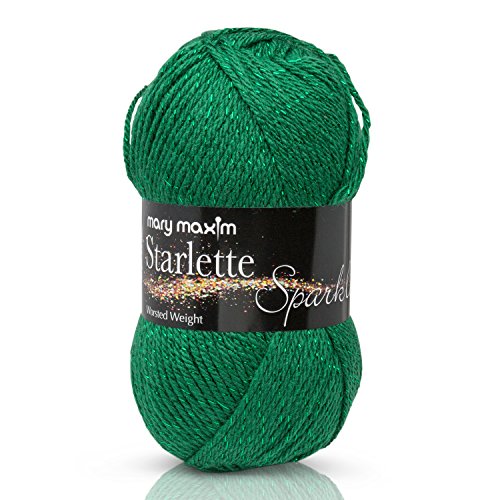 Mary Maxim Starlette Sparkle Yarn â€œEmeraldâ€ | 4 Medium Worsted Weight Yarn for Knit & Crochet Projects | 98% Acrylic and