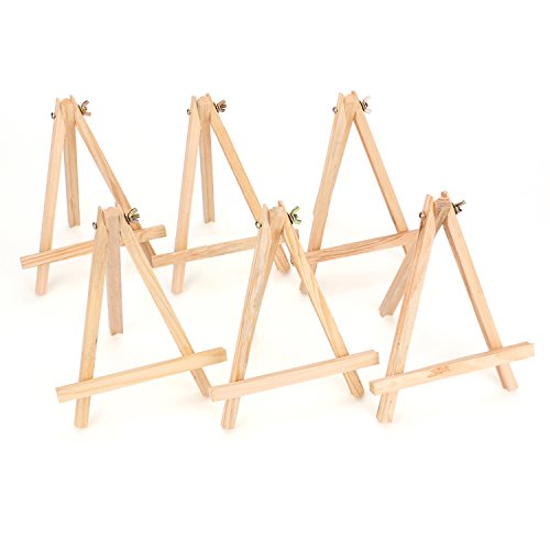 Tosnail 9" Tall Natural Pine Wood Tripod Easel Photo Painting Display Portable Tripod Holder Stand, 6 Pack