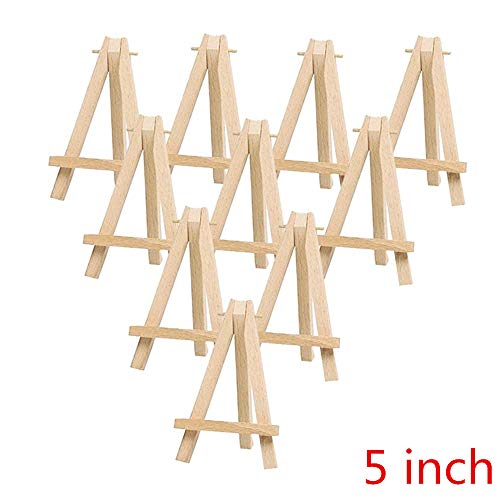LinaLife 10 Pack Mini Wood Display Easel (5 Inch) Wooden Artist