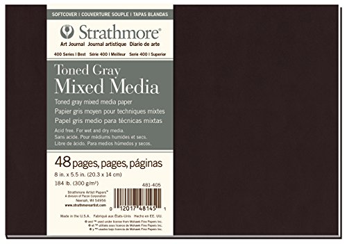 Strathmore 481-405 Softcover Mixed Media Art Journal, 8"x5.5", Toned Gray, 48 Pages