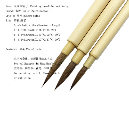Easyou Hu Brush Scriptliner Brush for Traditional Chinese Elaborate-Style Painting (Gongbi) and Outlining Inking The Lines