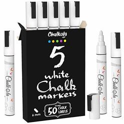 Chalkola White Chalk Markers - White Dry Erase Chalk Pens for Blackboards, Chalkboard Signs, Windows, Glass, Bistro | 6mm Reversible