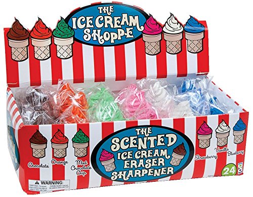 Raymond Geddes Ice Cream Shoppe Scented Eraser with Sharpener (Pack of 24)