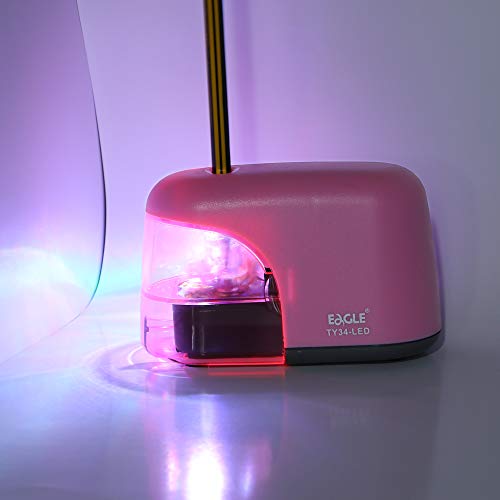 Eagle Pencil Sharpener, Battery Operated, with LED Light Shining During Pencil Sharpening (Pink)