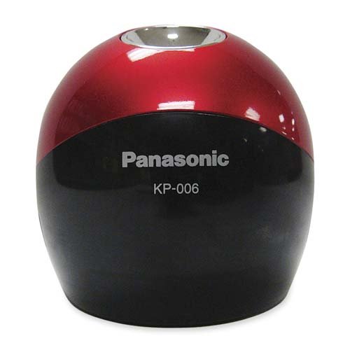 Panasonic Pinpoint Desktop Battery-Operated Pencil Sharpener, Black/Red (KP-006AB)