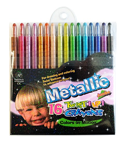 Colors-in-Motion 16 Metallic Twist-up Crayons, Colored Pencils, Kids  Crayon, Adult Coloring, Professional Drawing (7 in
