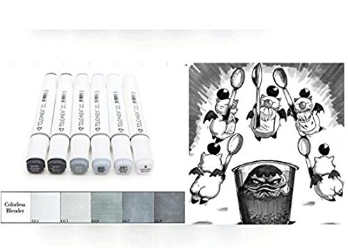 BEMLP 6 Colors Green gery style Grayscale Art Marker Pen Double