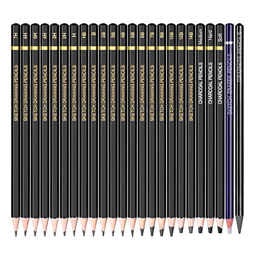 Matthiola Sketching Pencil Set - 24 Pieces Drawing Sketch Pencil HB,B,2B,3B,4B,5B,6B,7B,8B,10B,12B,14B,H,2H,3H,4H,5H,6H,7H,  Includes