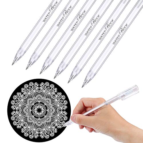 Blulu 6 Pieces White Pen for Artists Dark Papers Highlight Drawing Art  Design Supplies, 0.8 mm