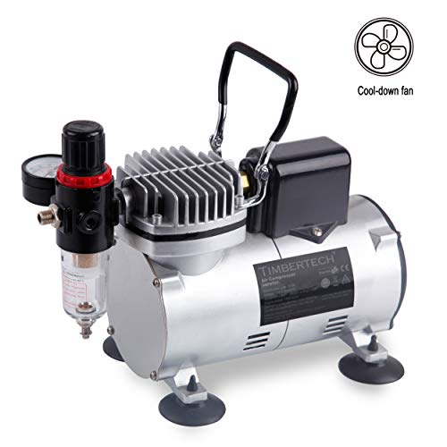 TimberTech Timbertech Upgraded Basic Airbrush Compressor ABPST07, Quiet  Powerful 1/6hp Portable Compressor Airbrushing Paint System with