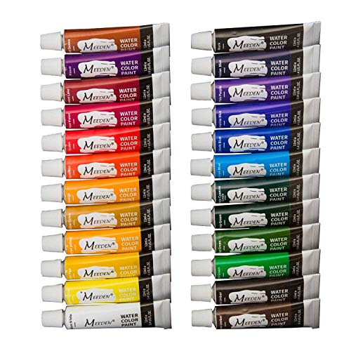 MEEDEN Watercolor Paint, Set of 24 Vibrant Colors in Tubes(24 x 12ml), Rich Pigments, Vibrant, Non Toxic for Students,