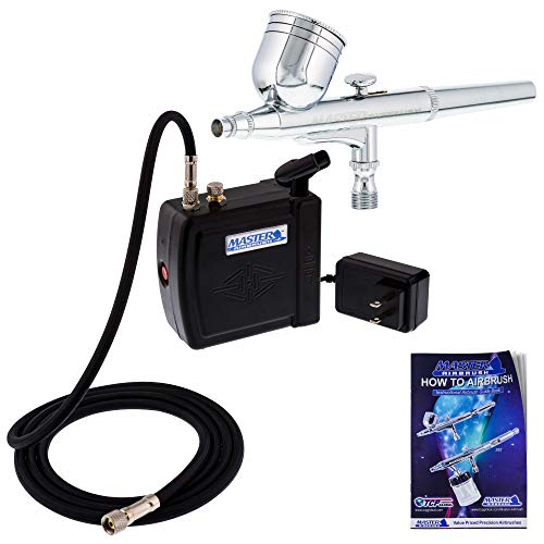 Master Airbrush Multi-Purpose Airbrushing System Kit with Portable Mini Air Compressor - Gravity Feed Dual-Action Airbrush,