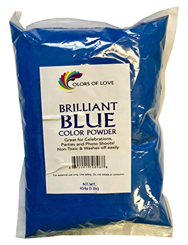 Colors of Love:wave Colors of Love Blue Holi Color Powder - 1 Pound Bag - Ideal for events, bath bombs, youth group color wars, Holi events and