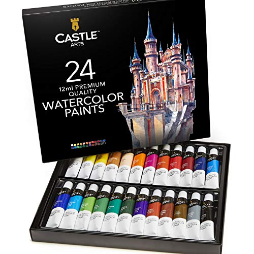 Castle Art Supplies Watercolors Paint Set - 24 Vibrant Colors in Tubes â€“  Quality Paint That is Easy & Convenient to Mix