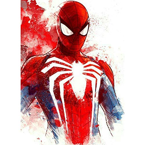 QAZWSX DIY 5D Spiderman Diamond Painting by Number Kits,Crystal Rhinestone Diamond Embroidery Paintings Pictures Arts Craft for Home