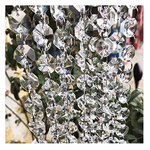 Beebel Crystal Chandelier Beads Beebel 19.7Ft Clear Glass Crystal Beads Lamp Chain Garland for Chandelier Prism Octagon Beads Chain