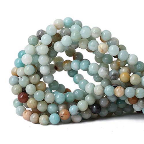 Qiwan 45PCS 8mm Amazonite Gemstone Loose Beads Natural Round Stone Crystal Energy Stone Healing Power for Jewelry Making 1