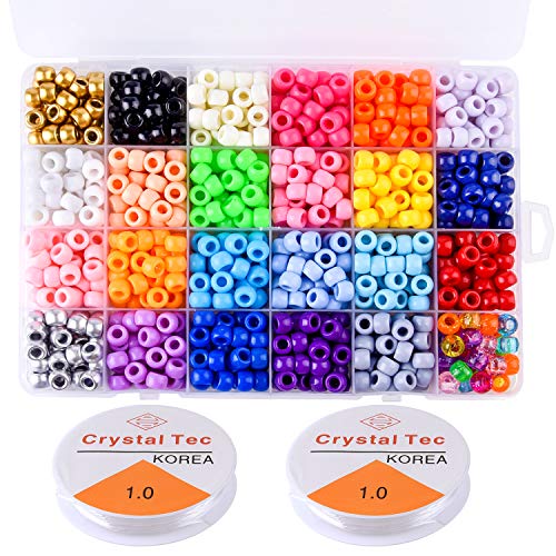 FEPITO 1100Pcs Pony Beads for Bracelets Making Acrylic Rainbow