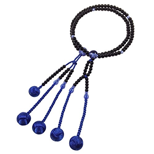 UMT Buddhist Prayer Beads Nichiren juzu Senior Plastic Agate PC Blue craystal and Royal Blue Woven Balls with a Brown nenju