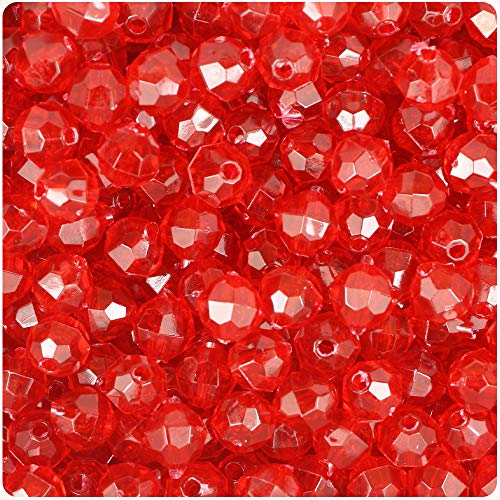 BeadTin Ruby Transparent 8mm Faceted Round Craft Beads (450pcs)