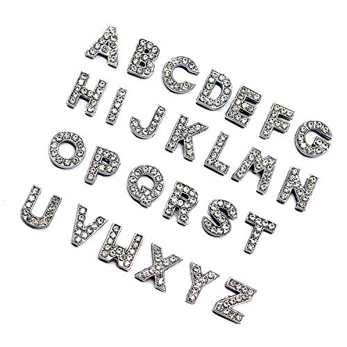 ZHU YU CHUN 130pcs A-Z Full Rhinestones 8mm Slide Alphabet Letters for DIY Slide Wristbands Bracelets,Jewelry Making Charms