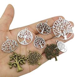 yueton Pack of 45 Alloy Tree of Life Charms Pendents Jewelry Findings for Making Bracelet and Necklace