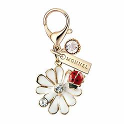 Charm MC100 New Arrival Cute White Lily Flower Ladybug Lobster Clasp Charm Pendant with Pouch Bag (1 Piece)