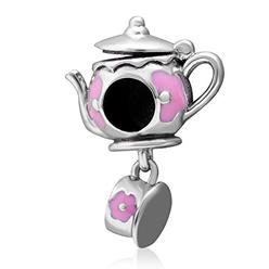 Amoony Charm Teapot Set Charm 925 Silver Silver Tea Charm Cup Charm Magic Lamp Charm for Pandora Charms Bracelet