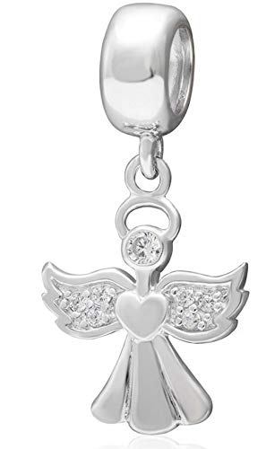 Adabele Winged Angel Charm Faith Charm Sterling Silver Religion Charm Bead for All Charm Bracelet Necklace Women Mom Birthday
