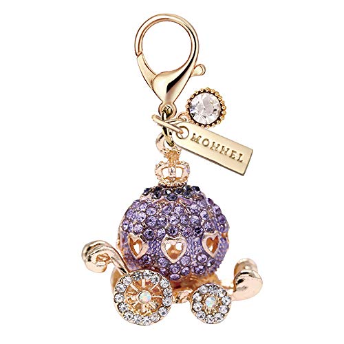 Charm MC115 New Crystal Purple Princess Pumpkin Carriage Lobster Clasp Charm Pendant with Pouch Bag (1 Piece)