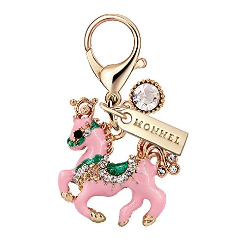 Charm MC54 New Arrival Crystal Pink Unicorn Lobster Charms Pendants with Pouch Bag (1 Piece)