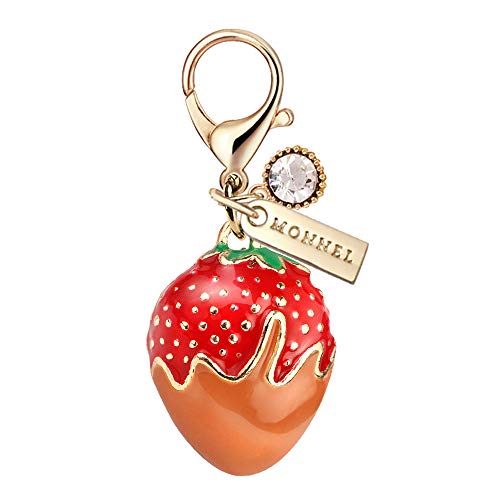 Charm MC110 New Arrival Cute 3D Strawberry Lobster Clasp Charm Pendant with Pouch Bag (1 Piece)