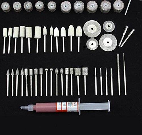 Carving Expert 52pcs Diamond Mounted Burr Sets for Jade/Stone/Jewelry Making, Engraving, Polishing and Buffing Fit Dremel Rotary Tools